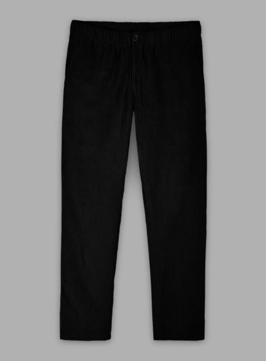 Black Stretch Pin Corduroy Easy Pants