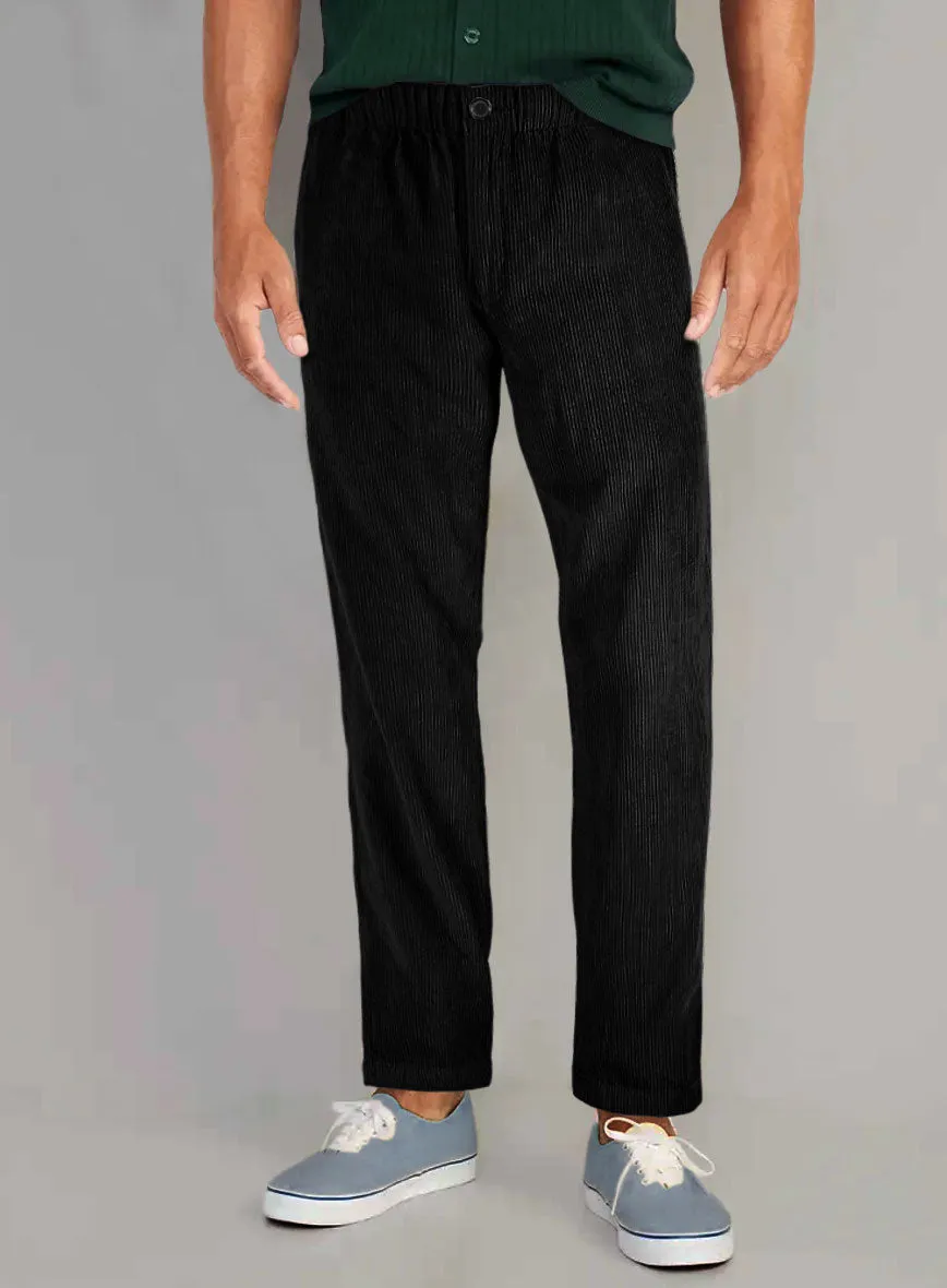 Black Stretch Pin Corduroy Easy Pants