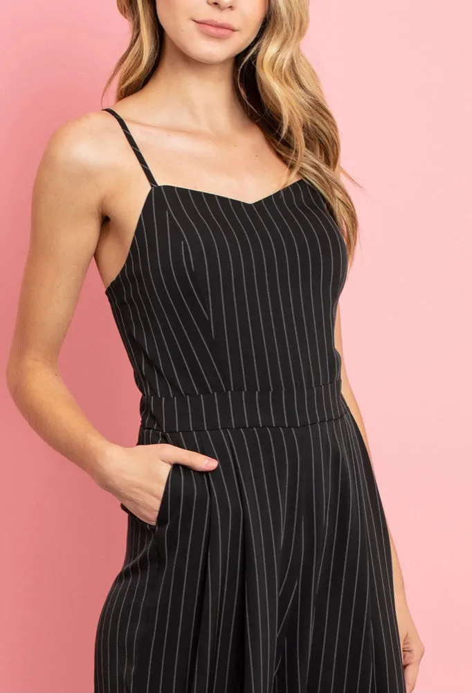 Black White Stripe Jumpsuit