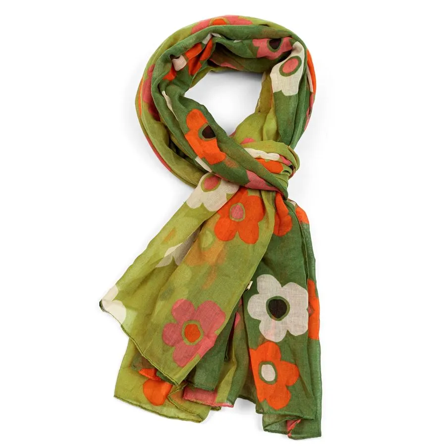 Bold Floral Scarf Olive