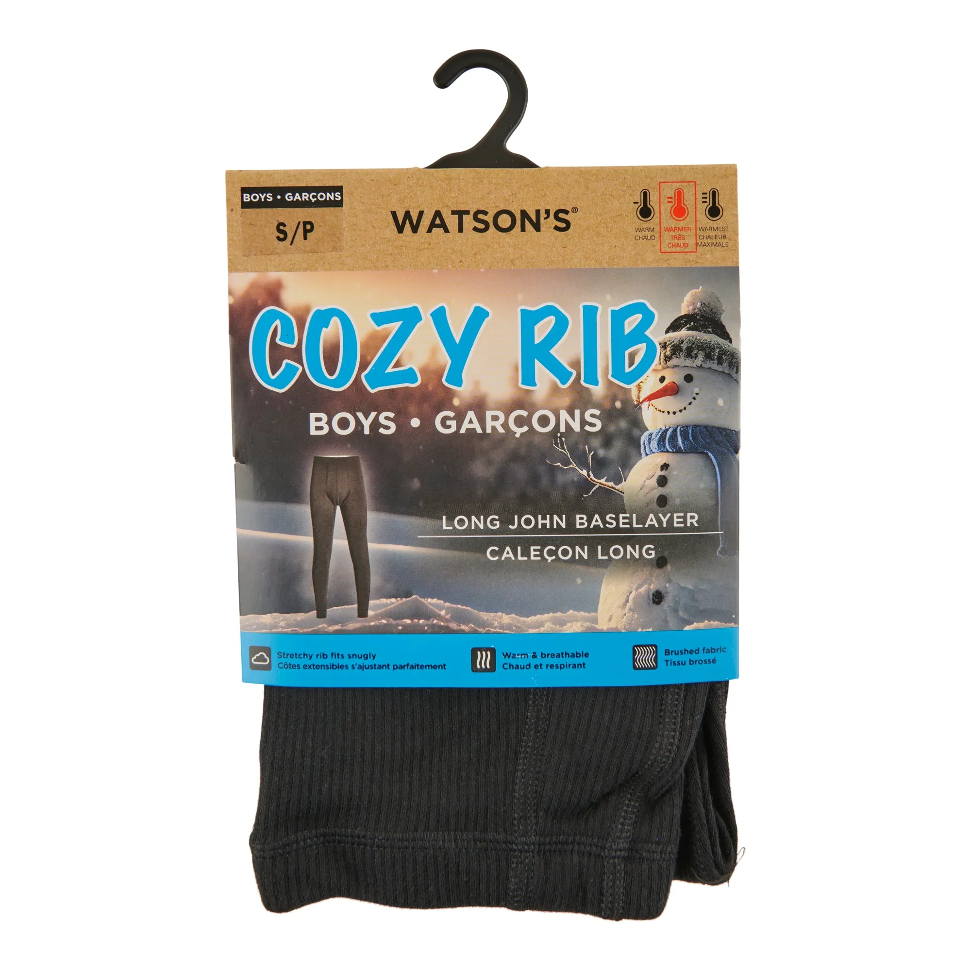 Boy's Solid Black Thermal Underwear