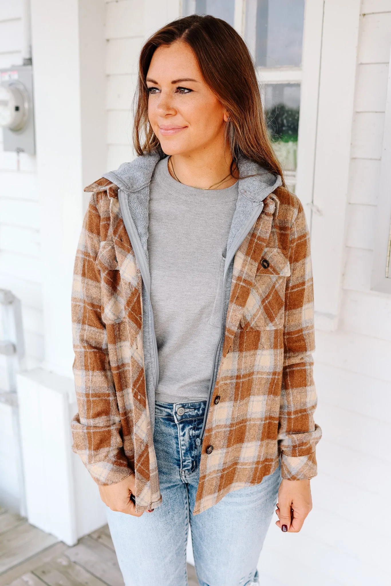 Brooks Plaid Shacket - Brown