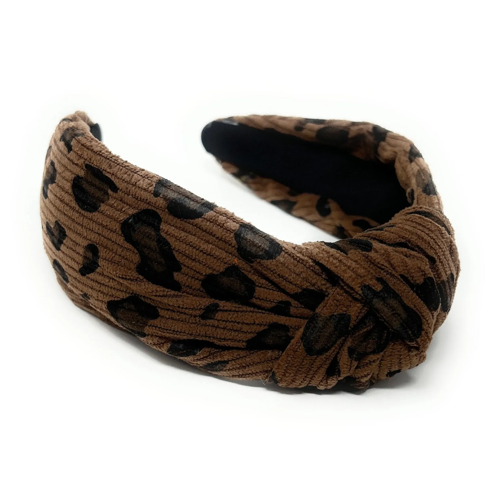 Brown Leopard Print Knot Headband