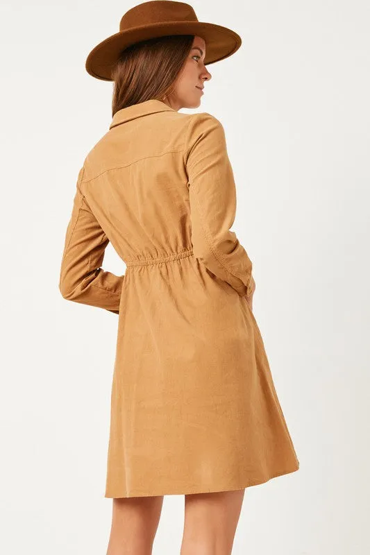 Button Down Corduroy Dress w/ Pockets