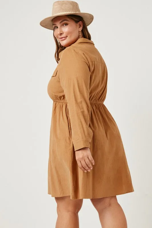 Button Down Corduroy Dress w/ Pockets