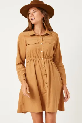 Button Down Corduroy Dress w/ Pockets