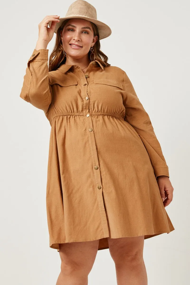 Button Down Corduroy Dress w/ Pockets