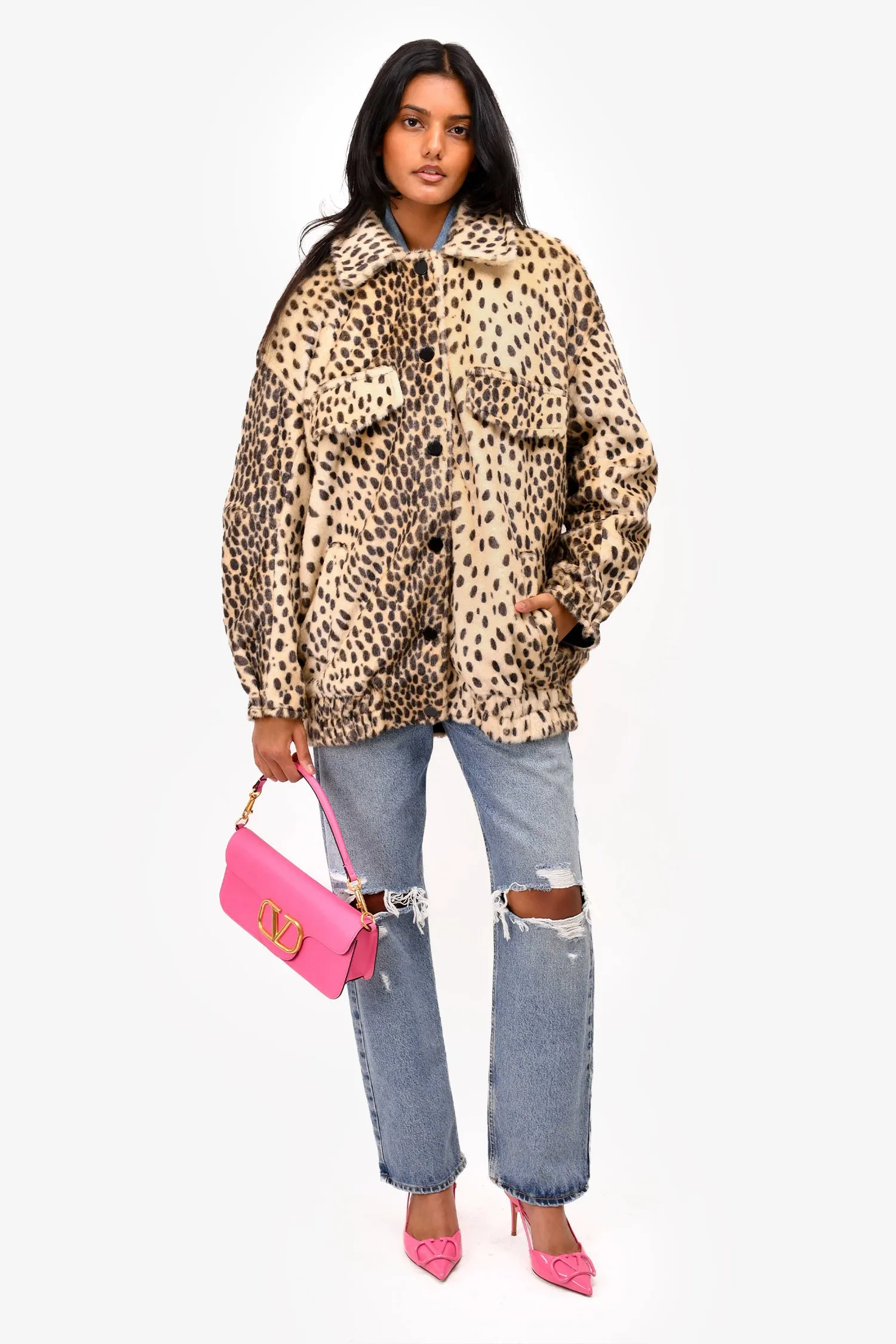 By Malene Birger Leopard Print Faux Fur Coat Size 40