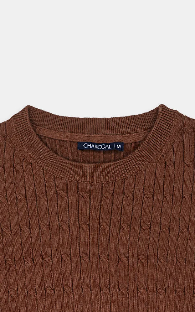 CABLE-KNIT SWEATER COFFEE