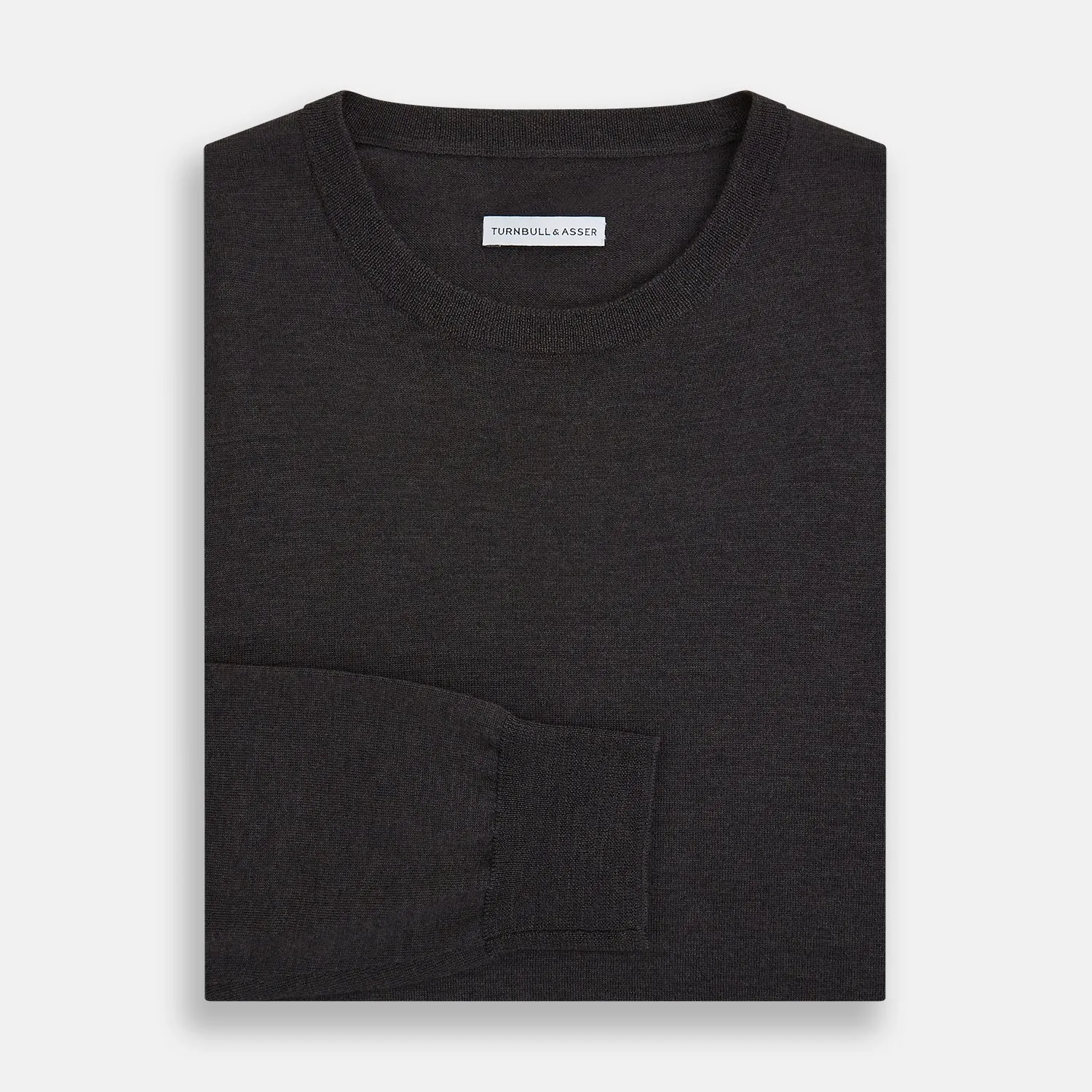 Charcoal Grey Fine Merino Round Neck Jumper