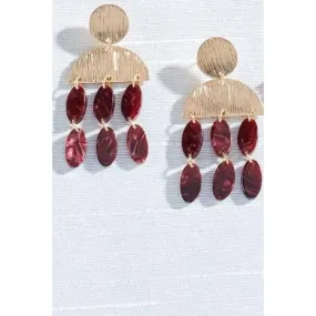 Charlie Paige Teardrop Caroline Earrings - Burgundy