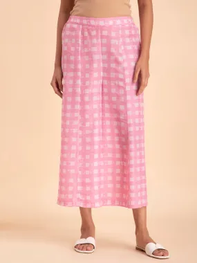 Check Muslin Ankle length pants - Pink