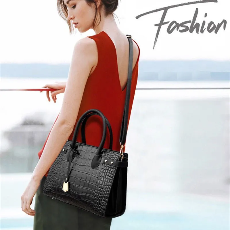 Chic CrocTote Winter Leather Shoulder Bag