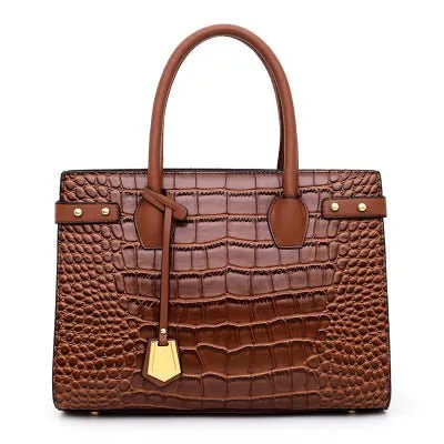 Chic CrocTote Winter Leather Shoulder Bag