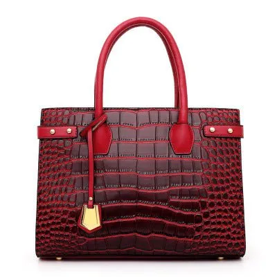 Chic CrocTote Winter Leather Shoulder Bag