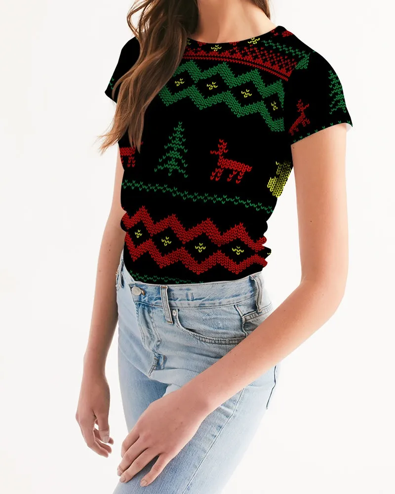 Christmas Merry Sweatshirt (Sweater) Black Women's Tee