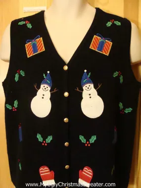 Christmas Sweater Vest with Gifts, Ivy, Snowmen