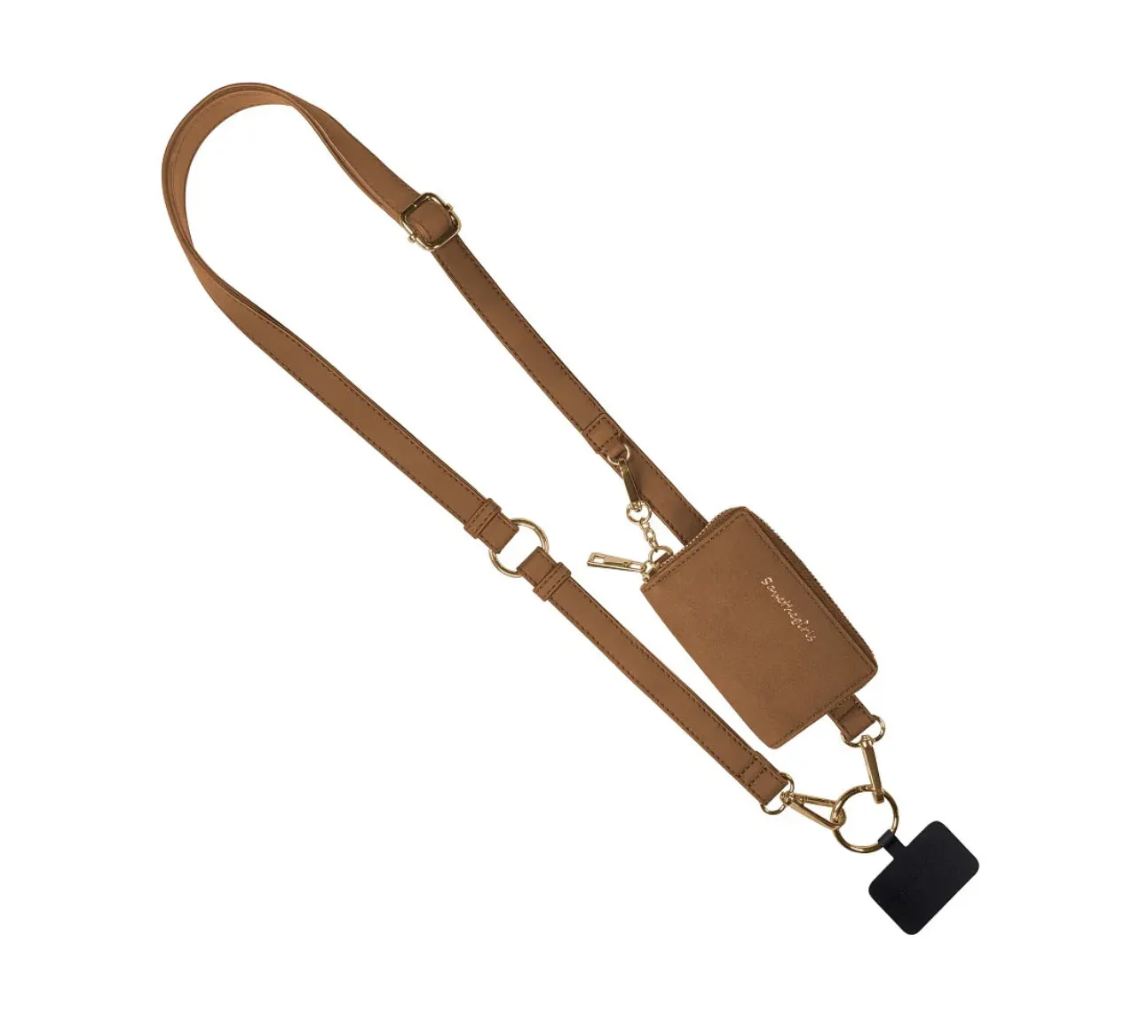 Clip & Go Strap With Pouch - Brown Vegan Leather