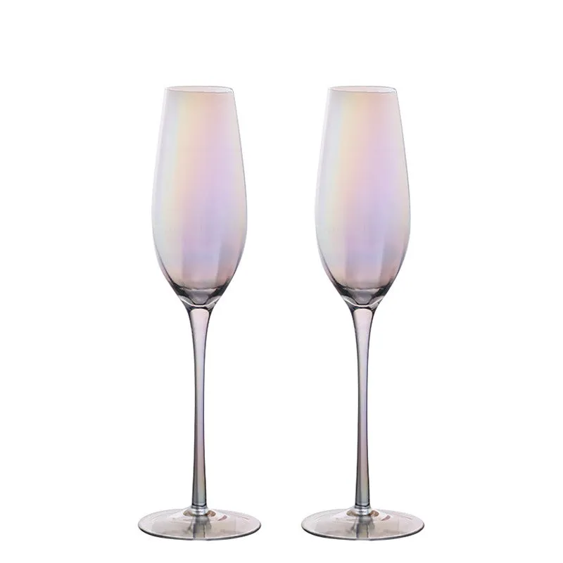 Colorful Champagne Glass Light Luxury Electroplating Crystal Glass Wine Glass