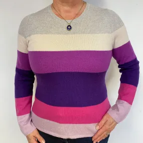 Colour Block Cashmere Crew Neck Jumper Large