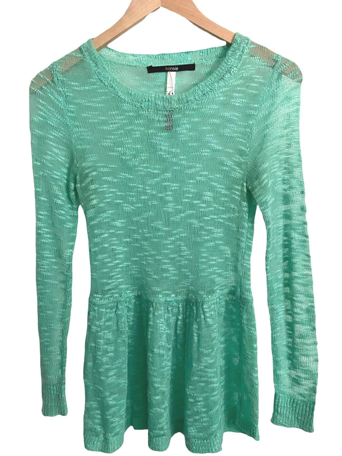 Cool Winter Mint Ruffle Sweater