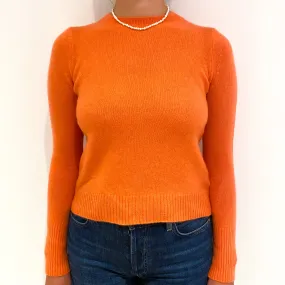 Coral Orange Cashmere Crew Neck Jumper Small