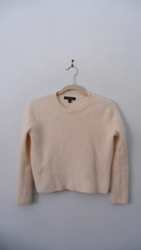 Cream 100% Cashmere Boxy Crew Neck Sweater - S