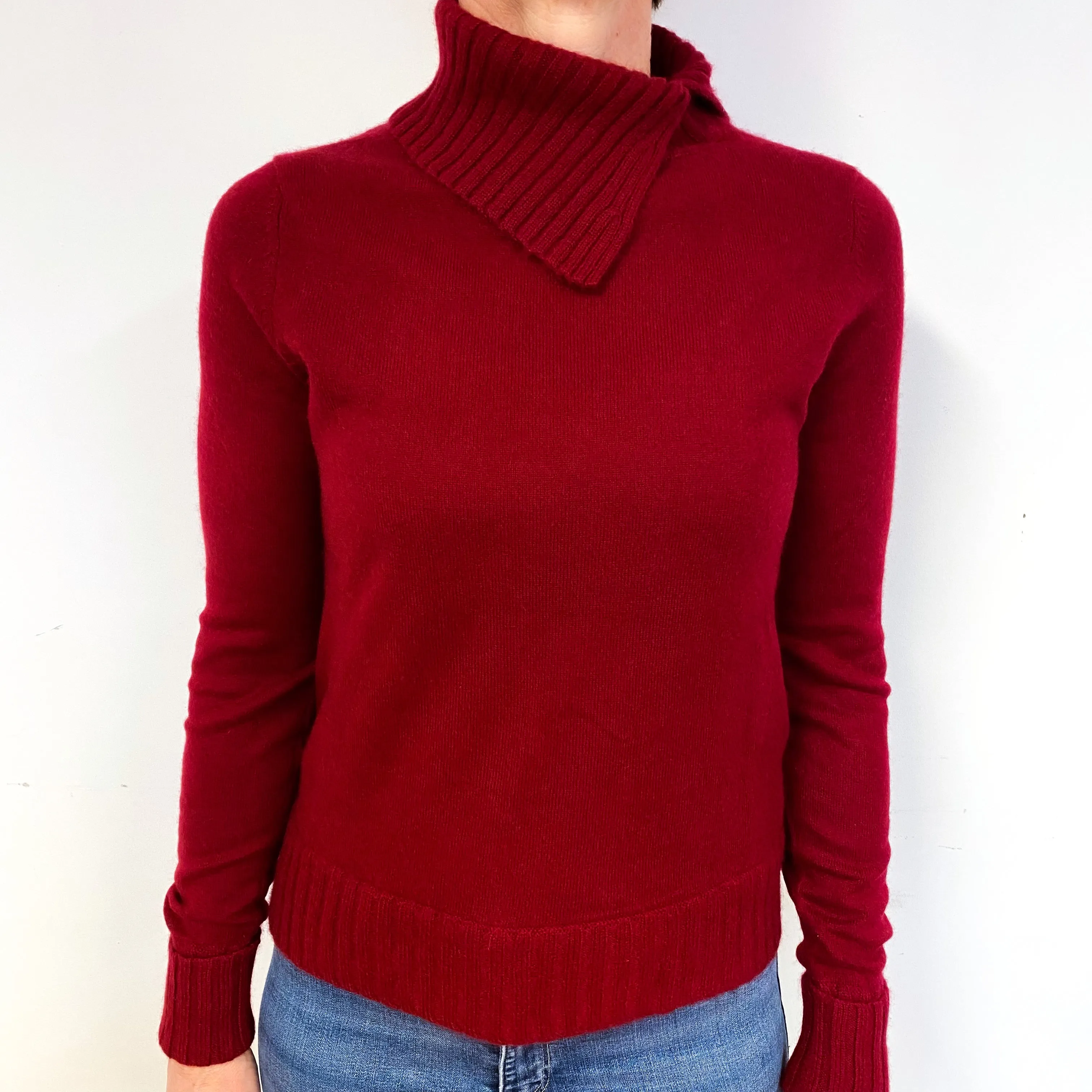 Crimson Cashmere Polo Neck Jumper Medium