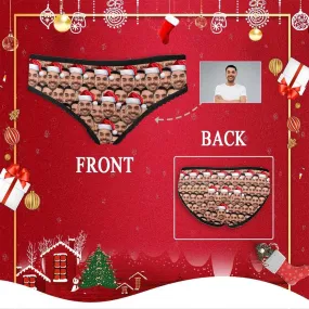 Custom Christmas Hat Women's High-cut Briefs Personalized Face Underwear for Her