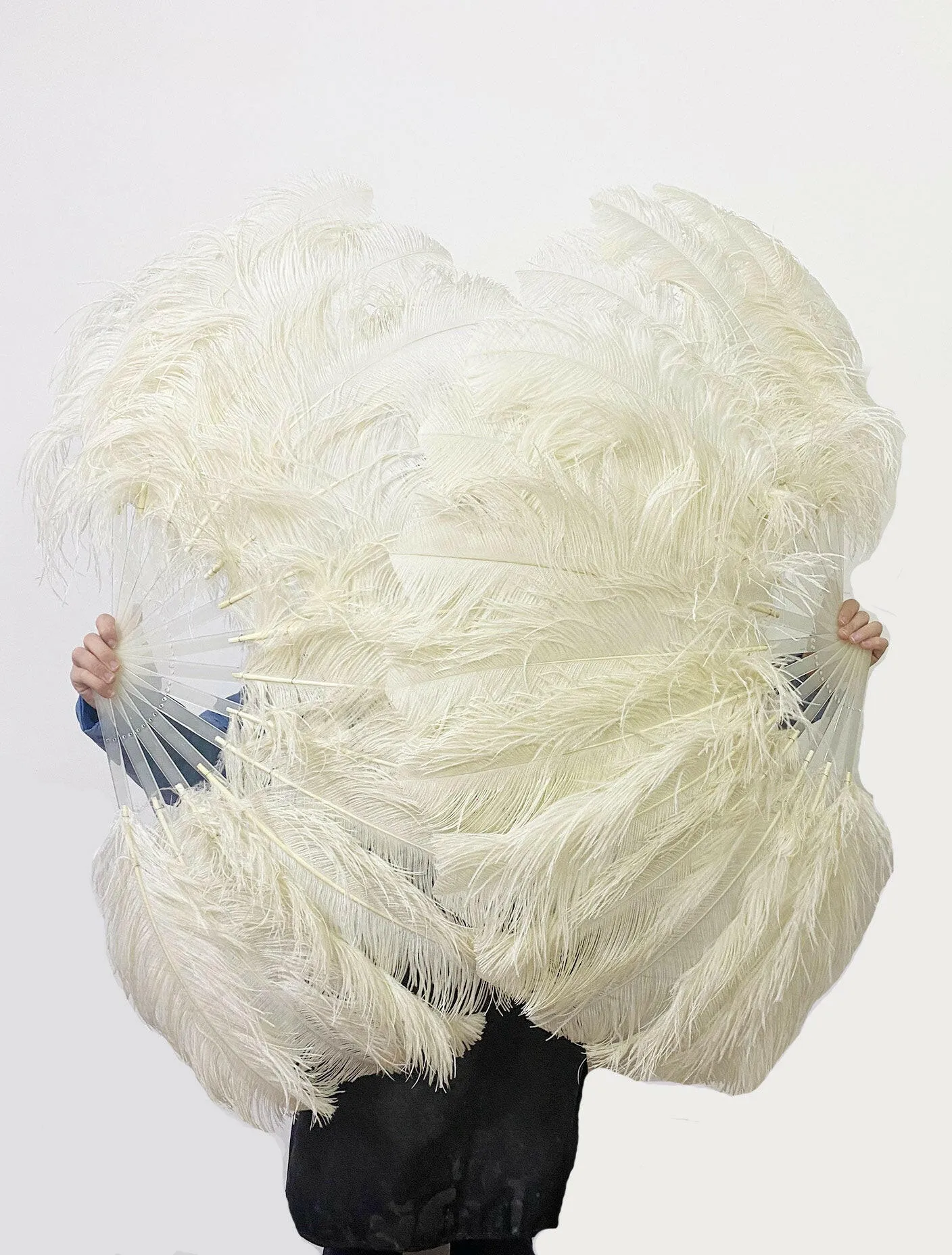 Custom color single layer Ostrich Feather Fan Full open 180 degree 25"x 50"