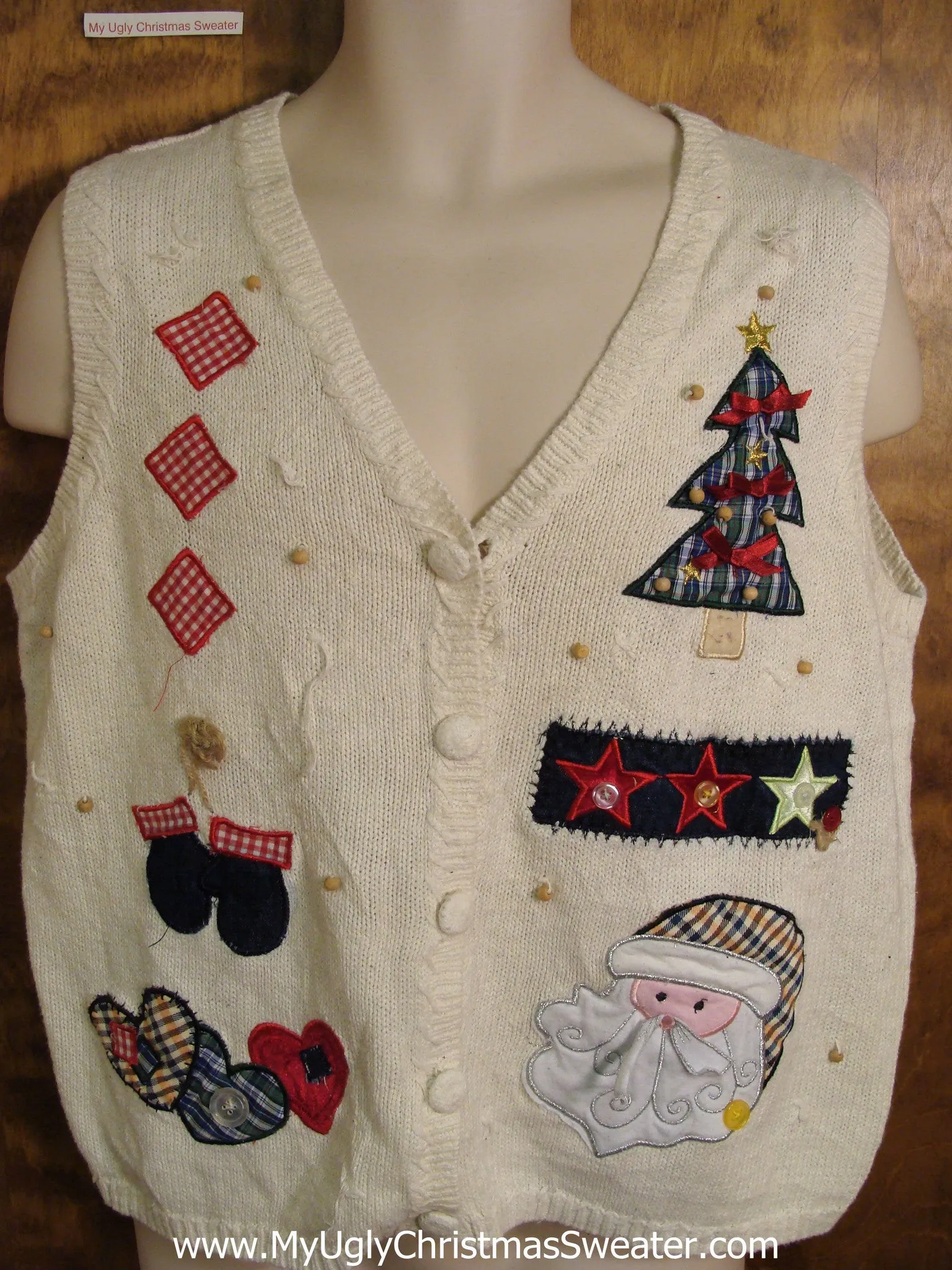 Cute Plaid Themed Ugly Christmas Jumper Vest