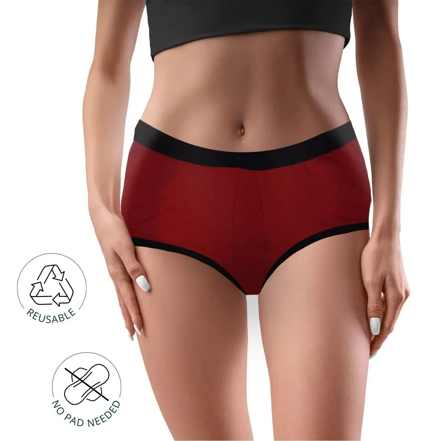 D'chica I Can & Will Eco-Friendly Period Panties Maroon, PFOS-PFAS Free