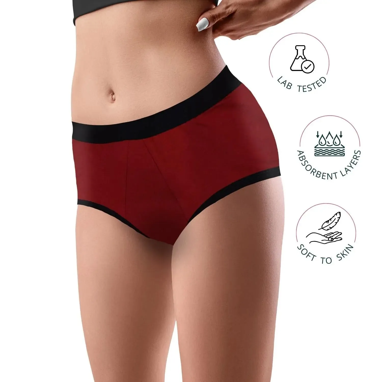 D'chica I Can & Will Eco-Friendly Period Panties Maroon, PFOS-PFAS Free