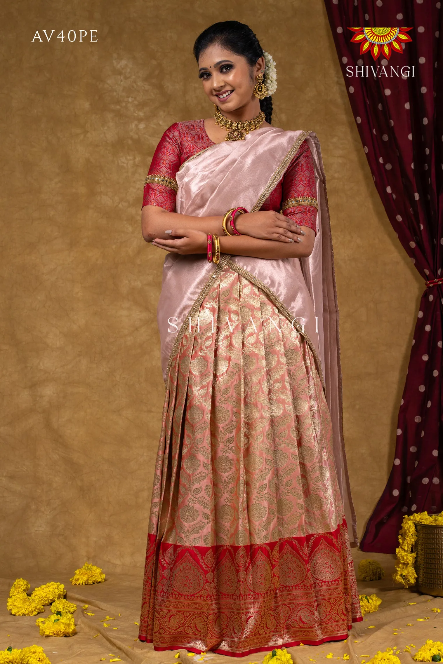 Diwali Collection - Golden Diya Half saree !!!