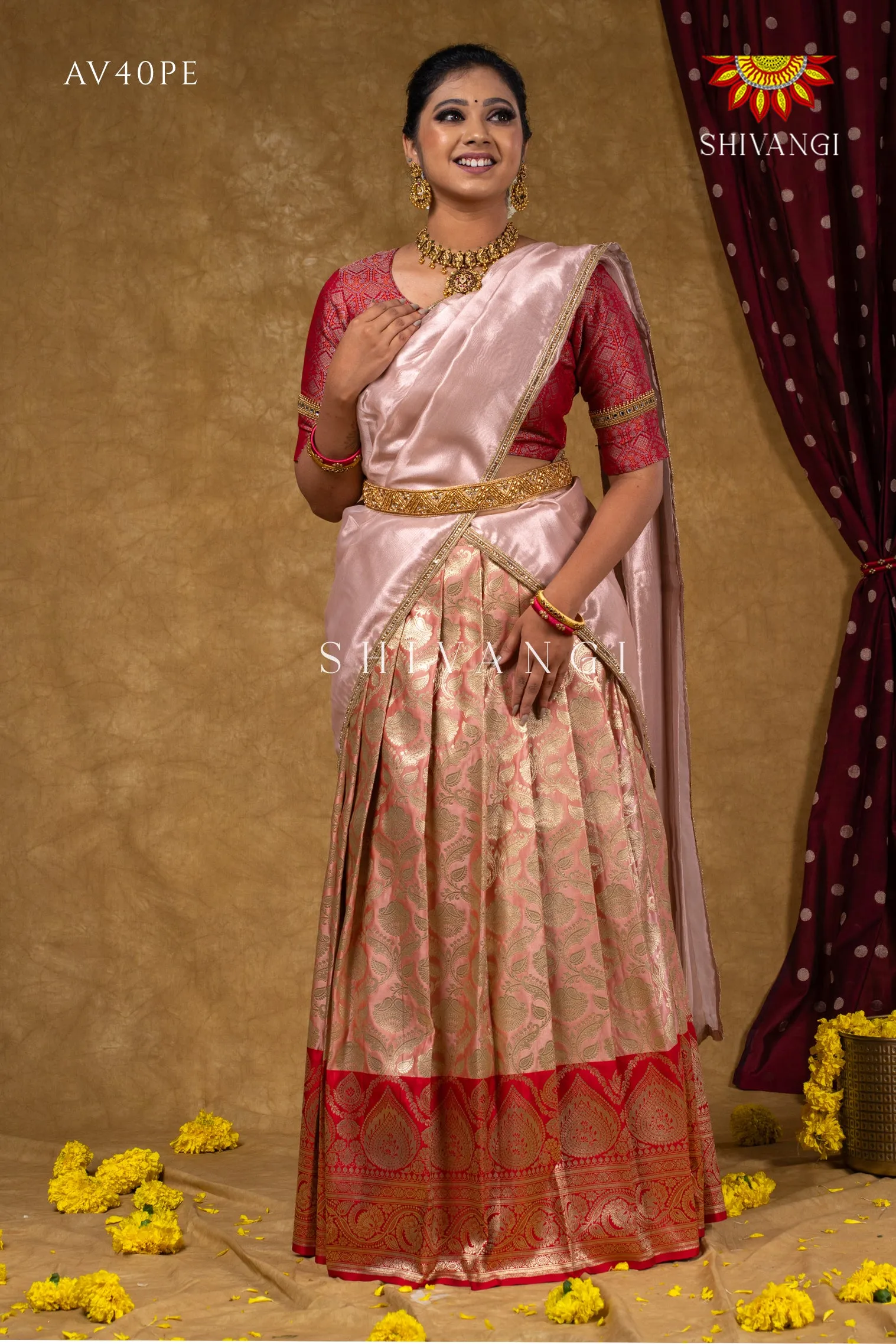 Diwali Collection - Golden Diya Half saree !!!