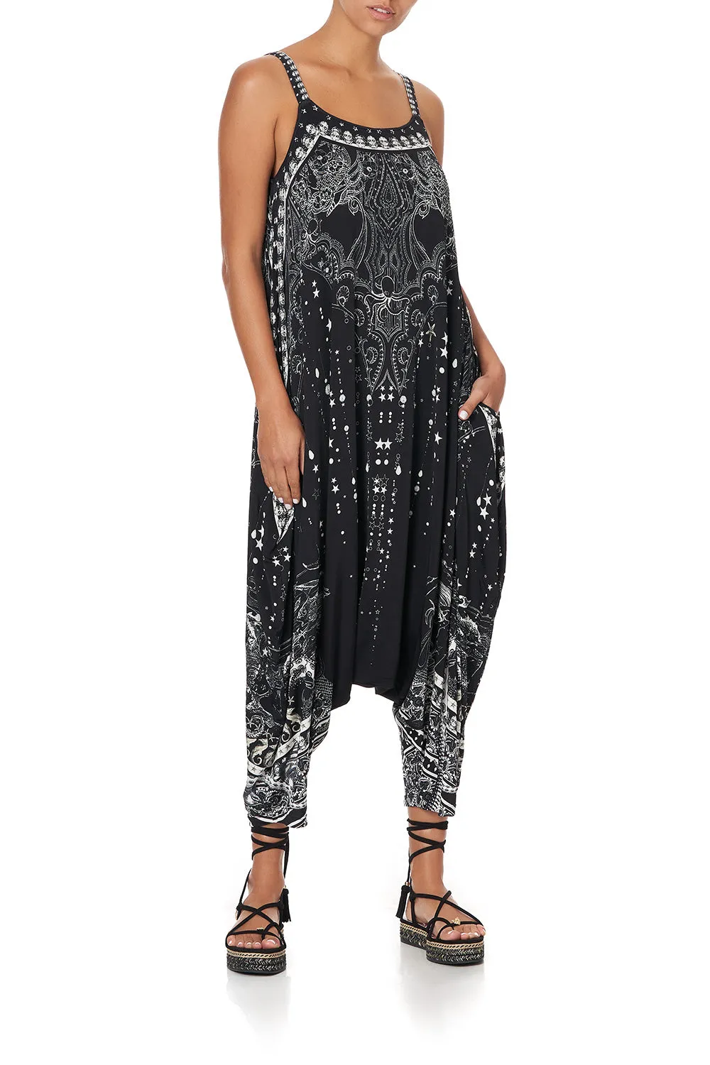 DROP CROTCH THIN STRAP JUMPSUIT MIDNIGHT PEARL