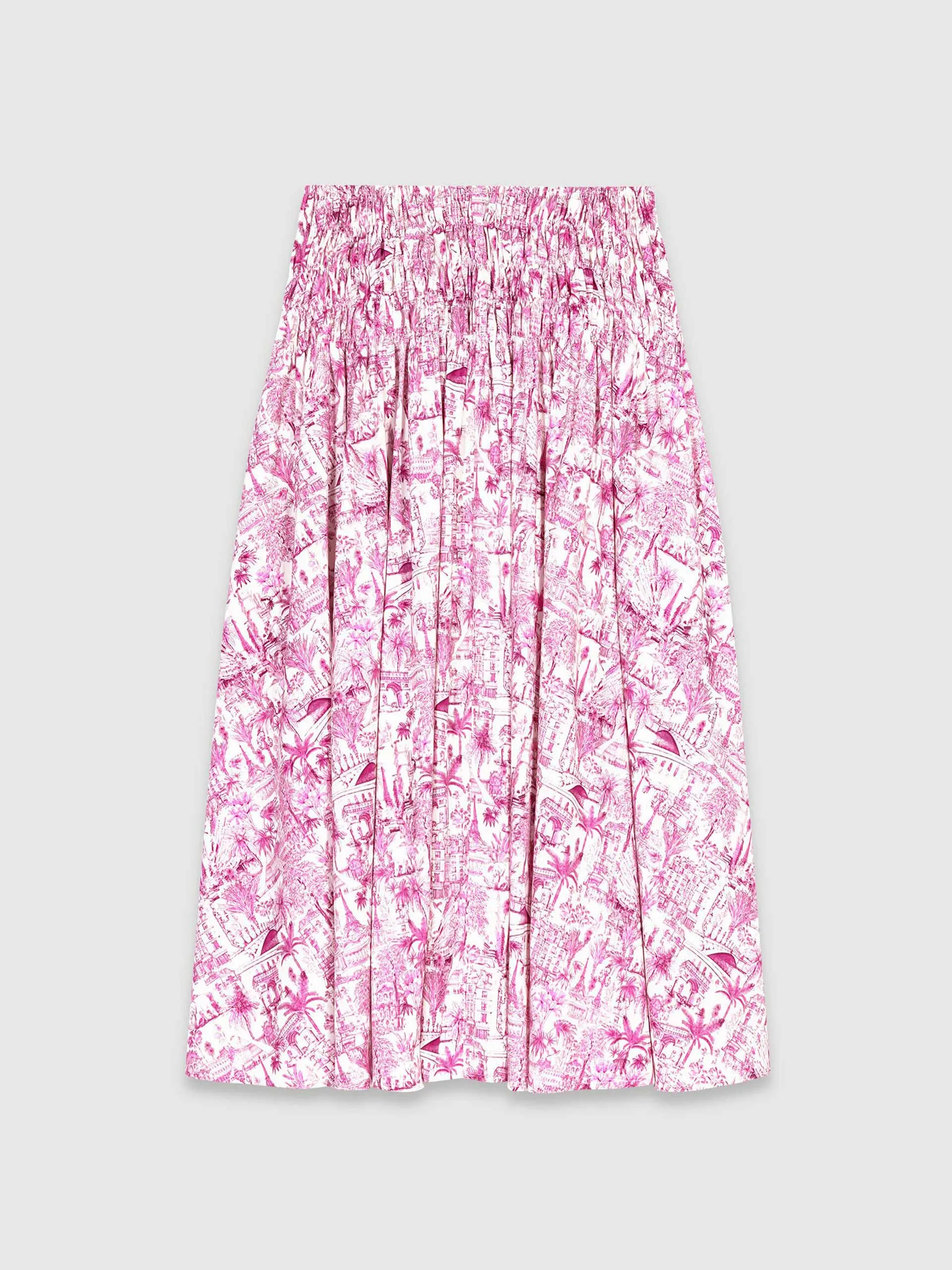 Elasticated smocked-waist skirt