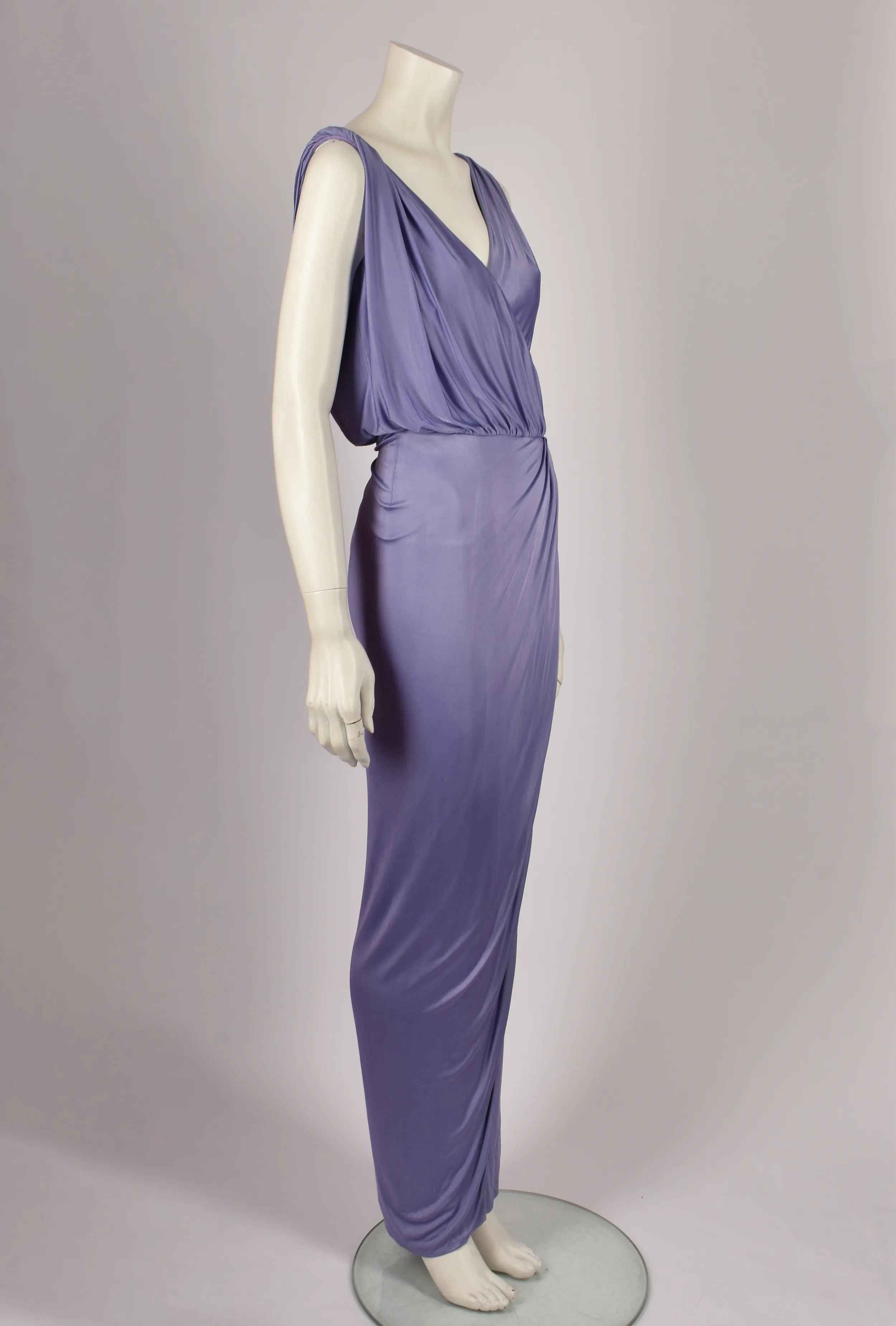 EMANUEL UNAGRO PURPLE DRAPED GOWN