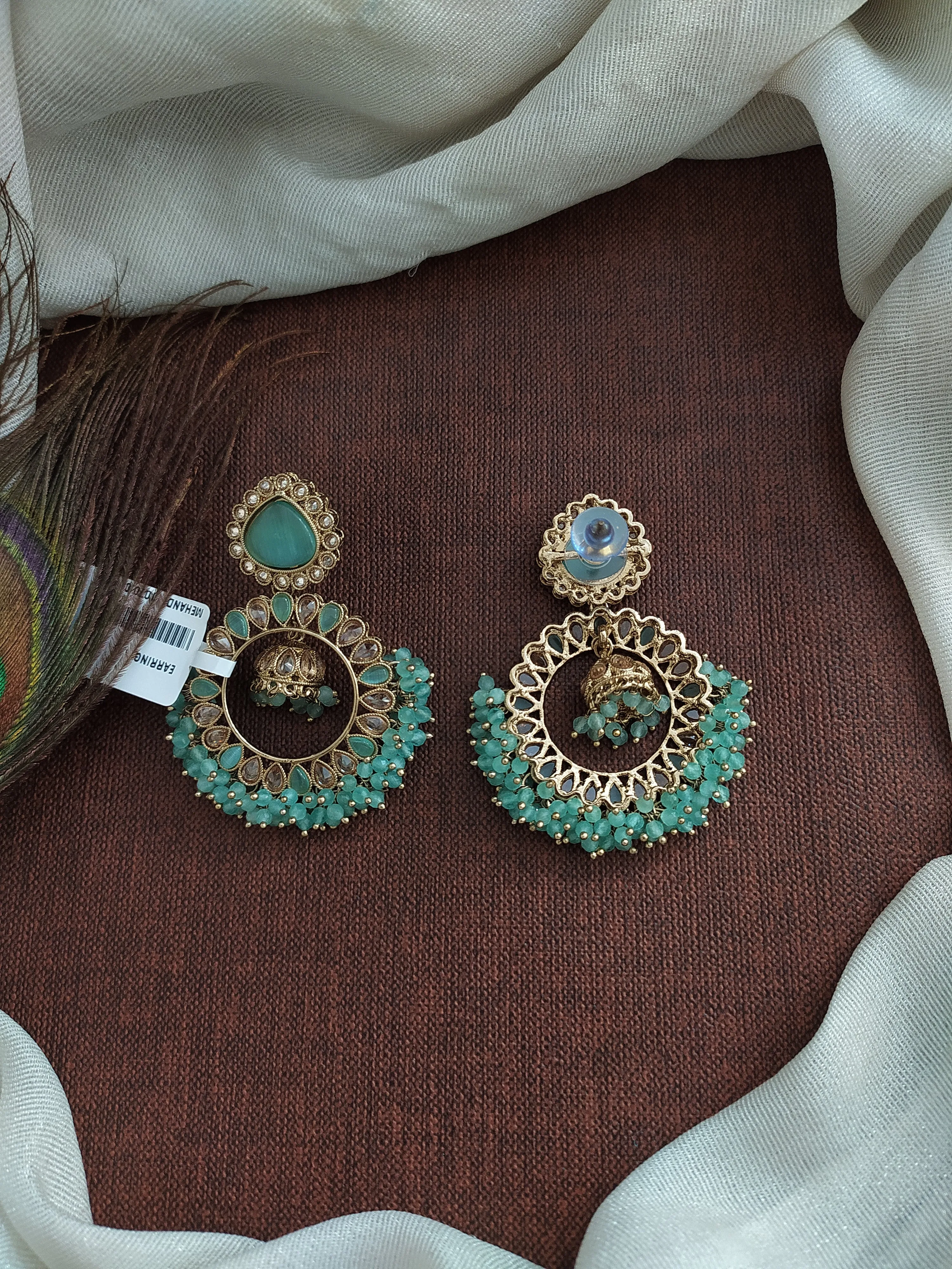 Enchanting Elegance for Your Mehendi Mesmerizing Uncut Polki Stone Mehendi Earrings