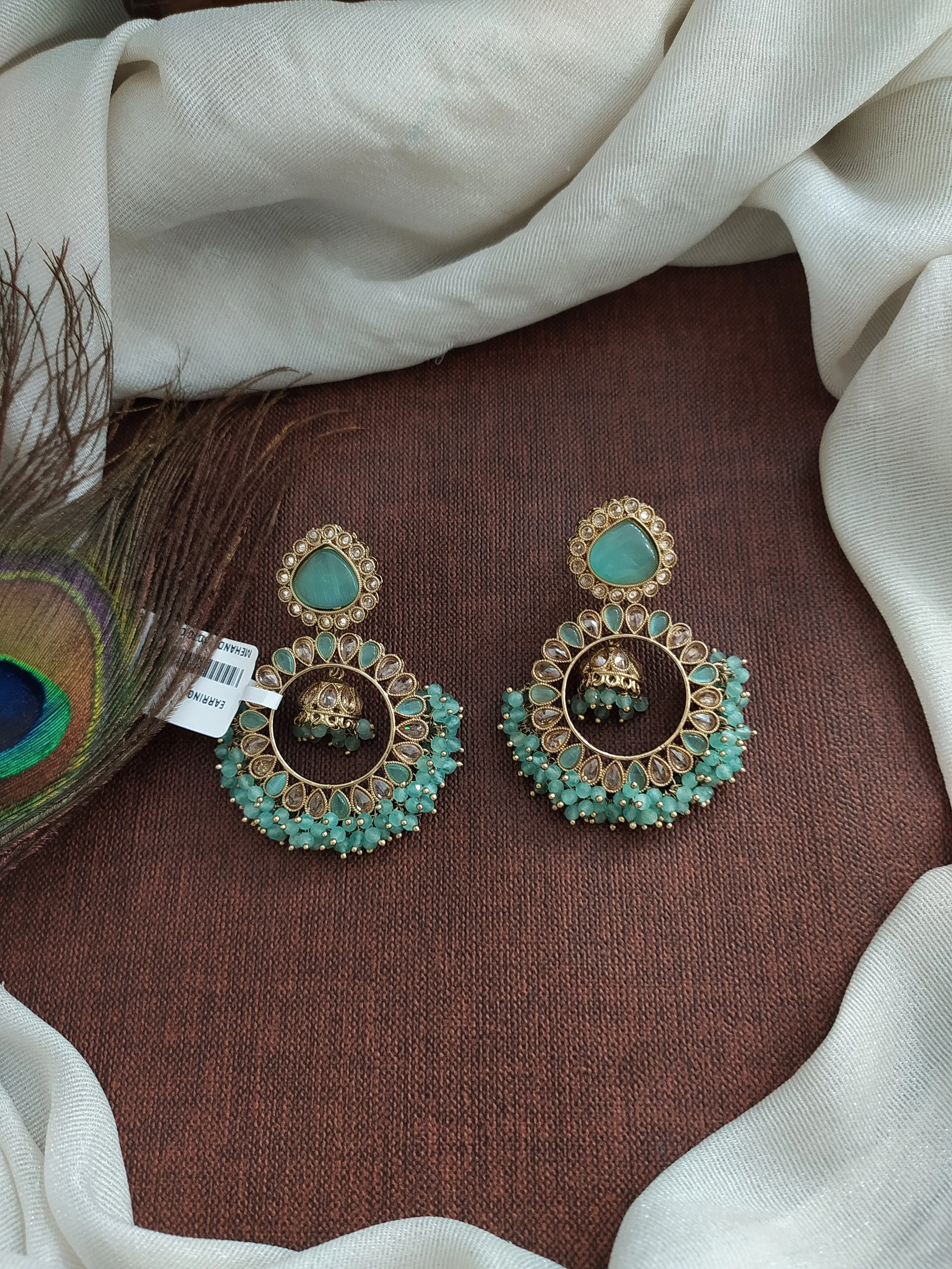 Enchanting Elegance for Your Mehendi Mesmerizing Uncut Polki Stone Mehendi Earrings