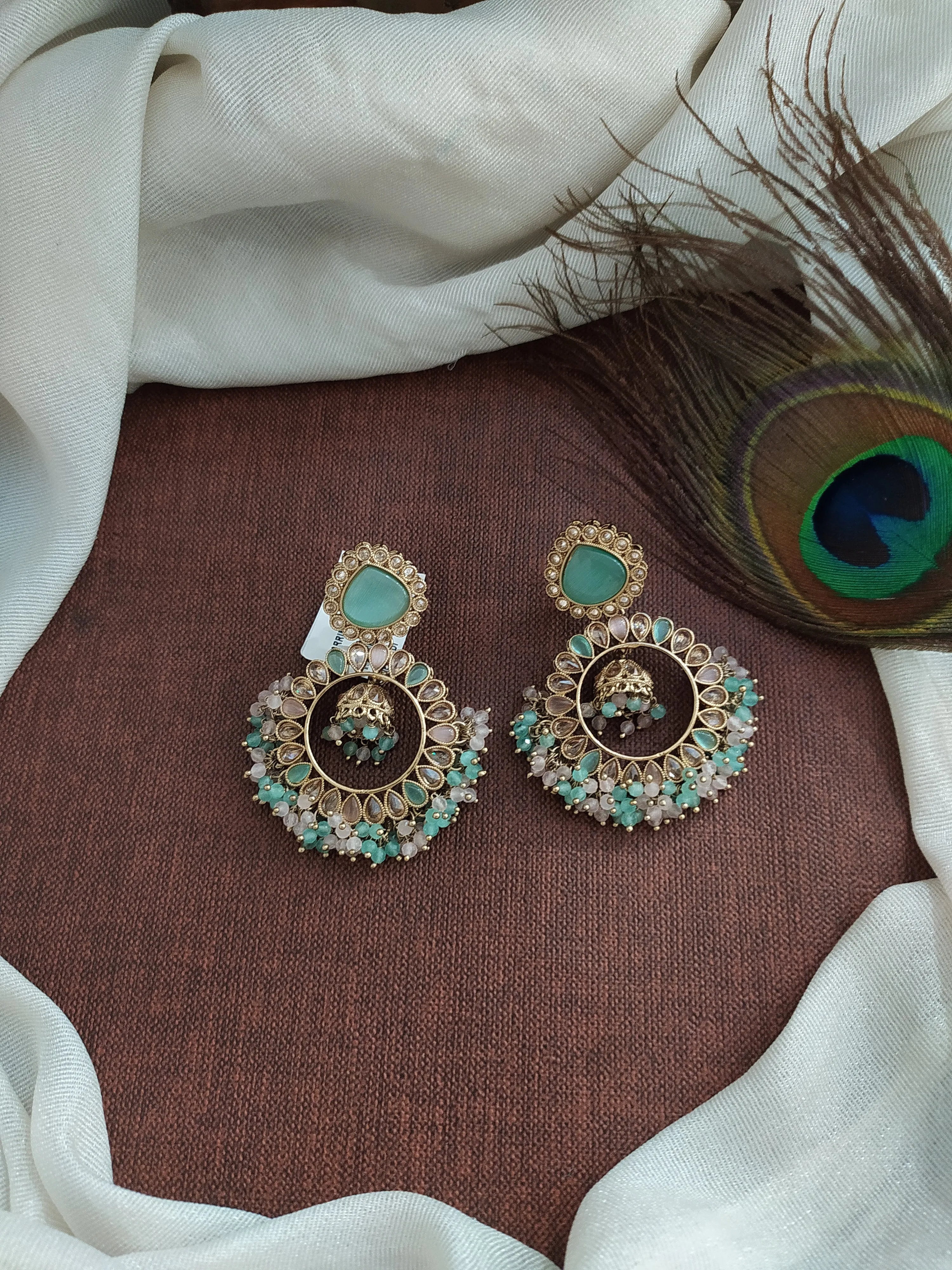 Enchanting Elegance for Your Mehendi Mesmerizing Uncut Polki Stone Mehendi Earrings