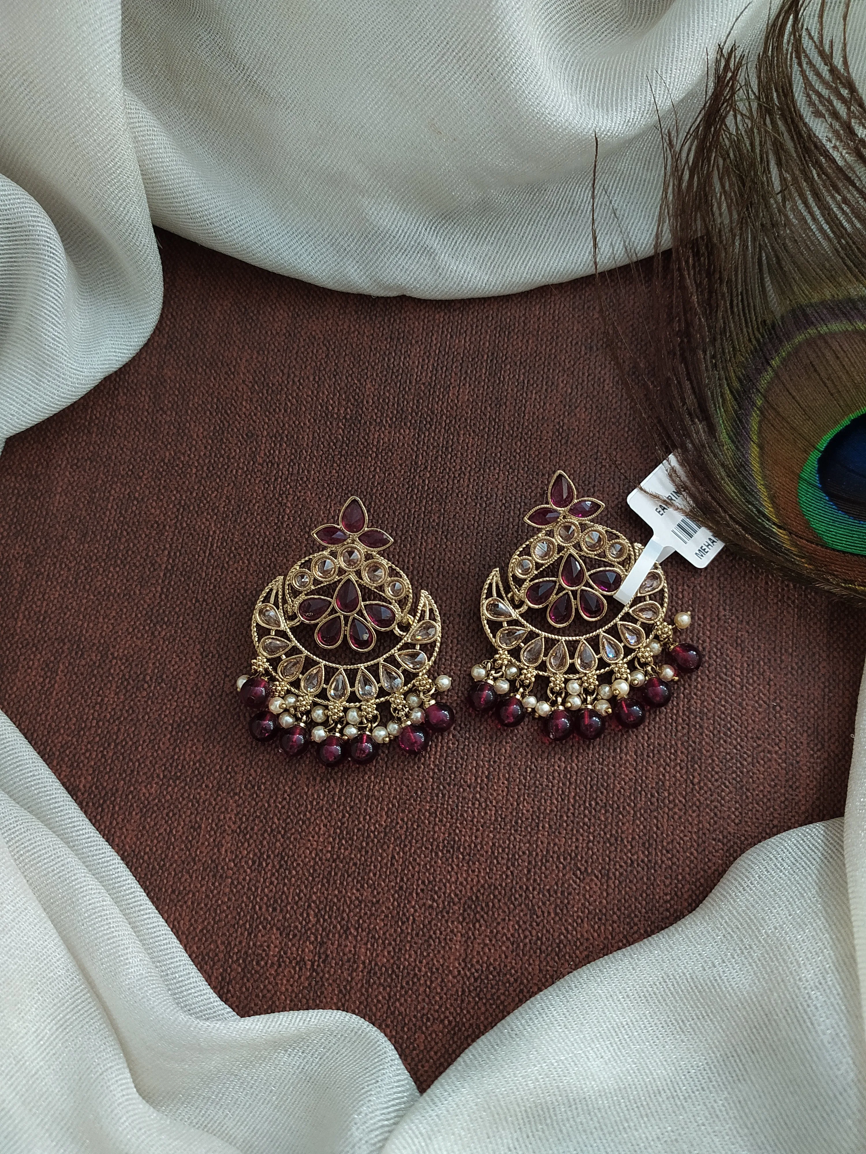 Enchanting Elegance The Uncut Polki Stone Dazzling Mehendi Earrings