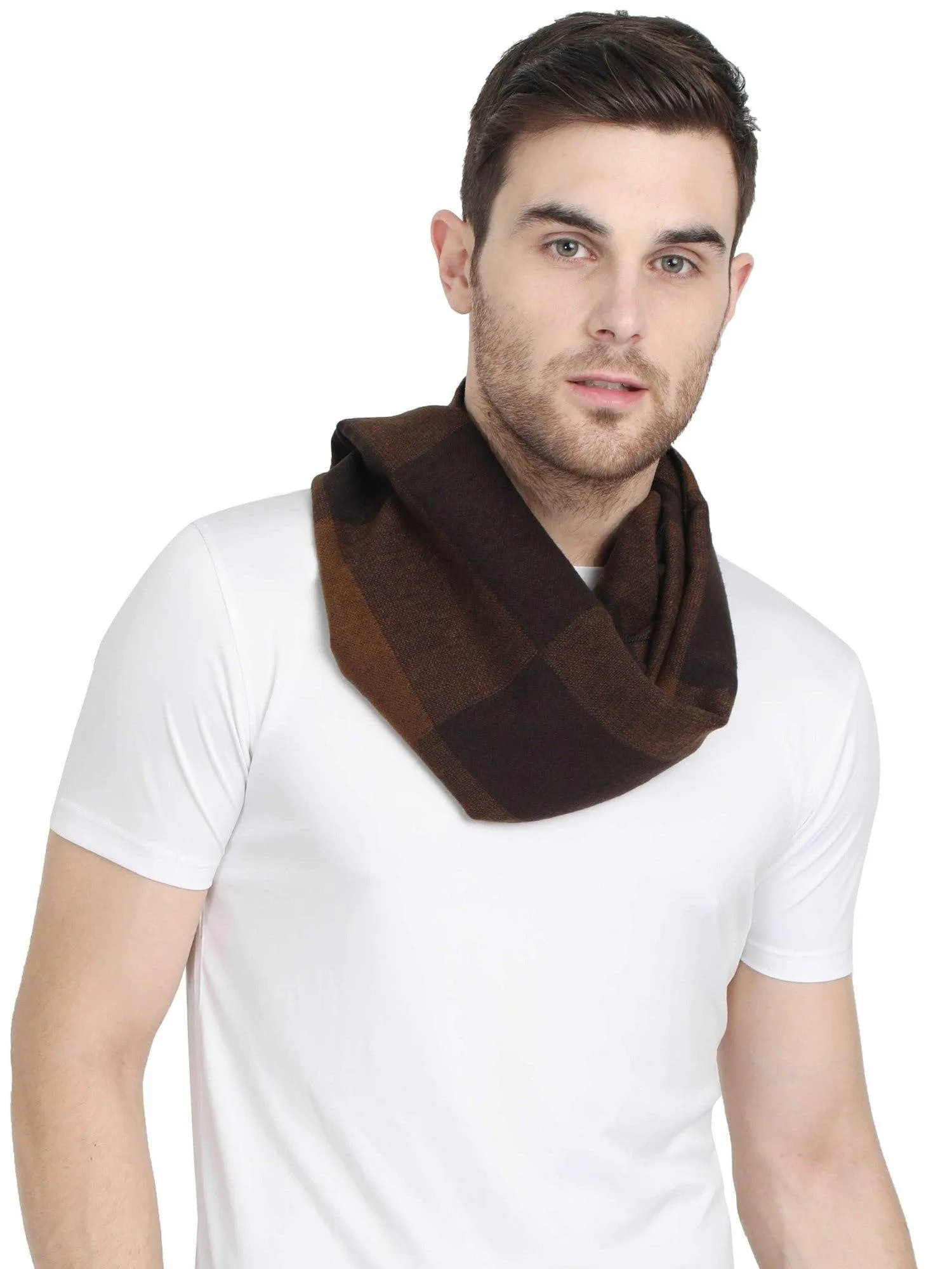 FabSeasons Brown Men's Casual Checkered Acrylic Woolen Muffler