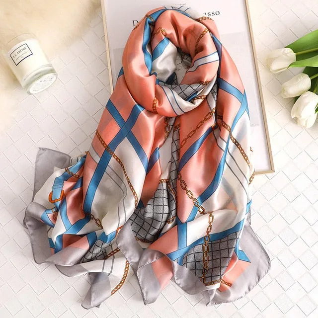 Fashion Silk Scarf Printed Bandana Shawl #LZ091