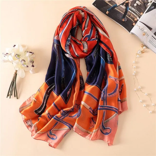 Fashion Silk Scarf Printed Bandana Shawl #LZ091