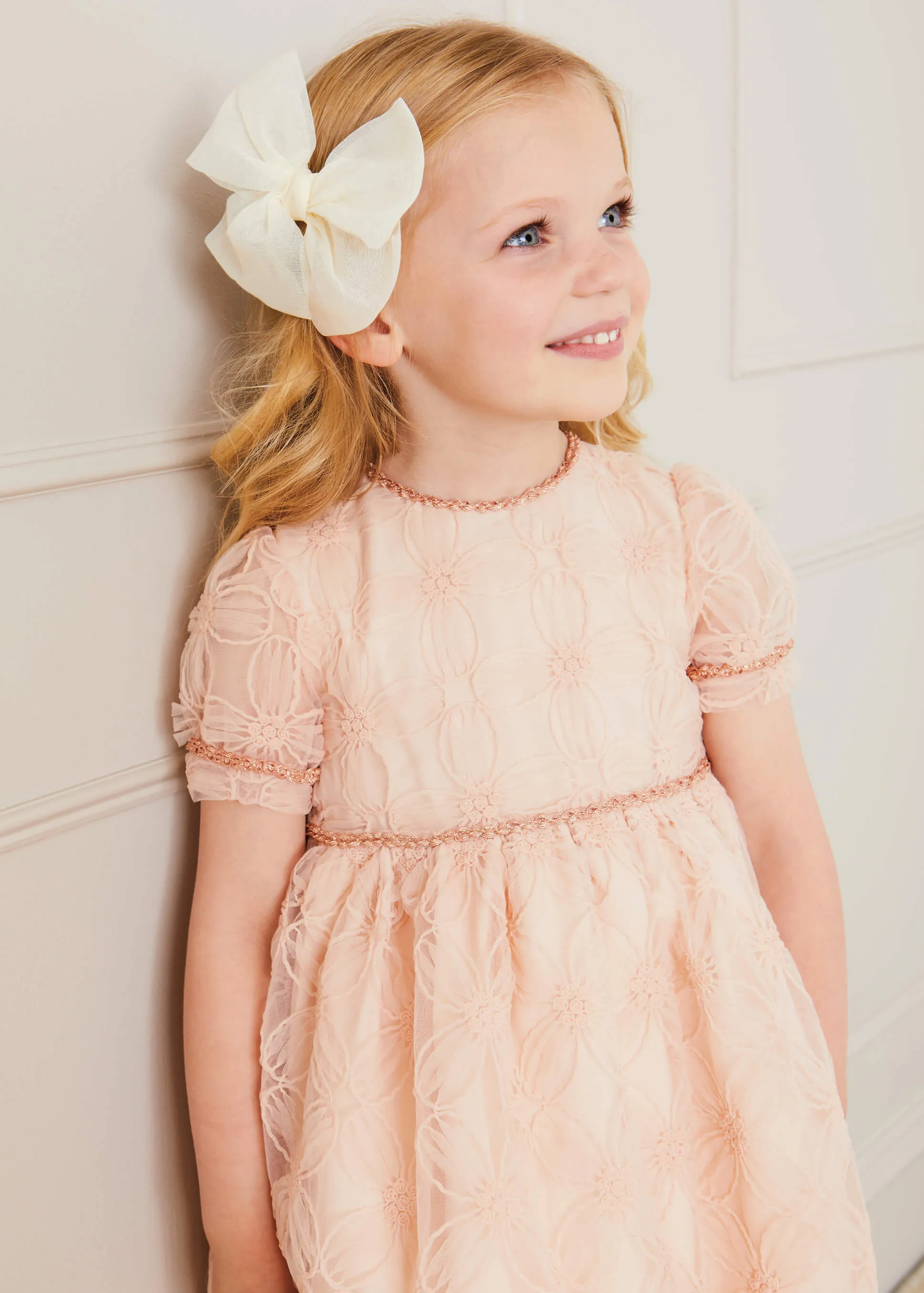 Floral Detail Party Dress In Pink (2-10yrs)