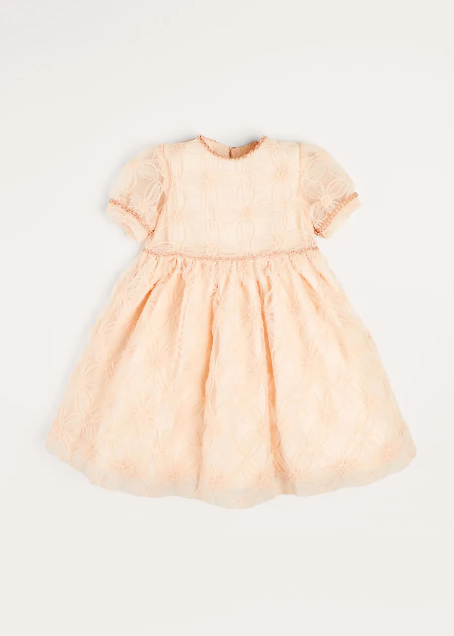 Floral Detail Party Dress In Pink (2-10yrs)