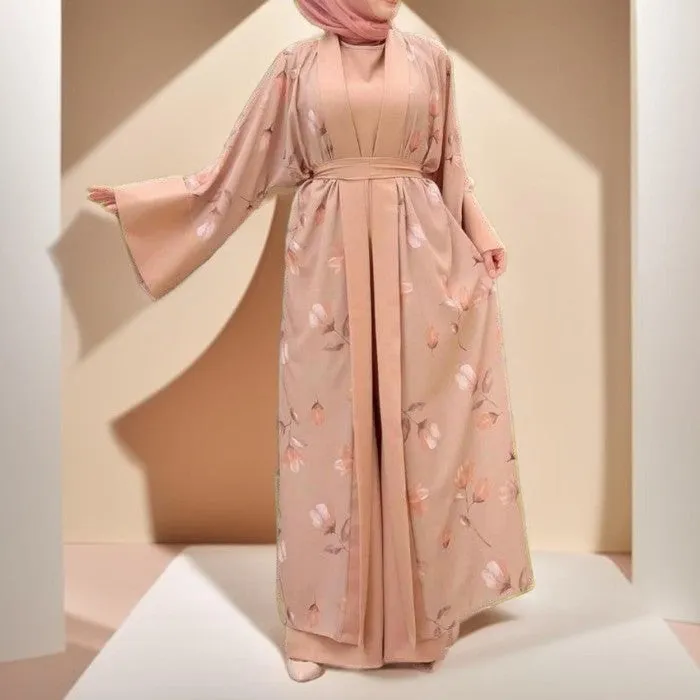 Floral pattern abaya with inner Jumpsuit