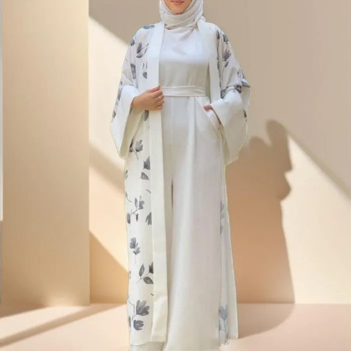 Floral pattern abaya with inner Jumpsuit