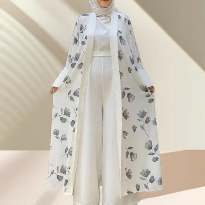 Floral pattern abaya with inner Jumpsuit